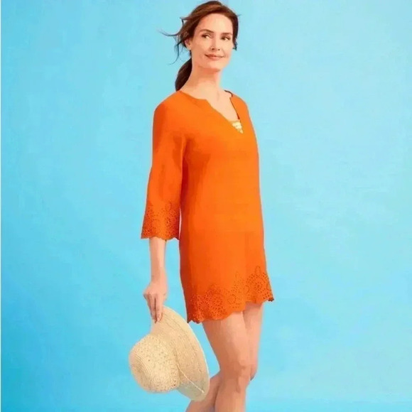 Miraclesuit x Talbot’s Eyelet Tunic Cover-Up, Orange, Swimwear, Size Medium - Picture 1 of 15